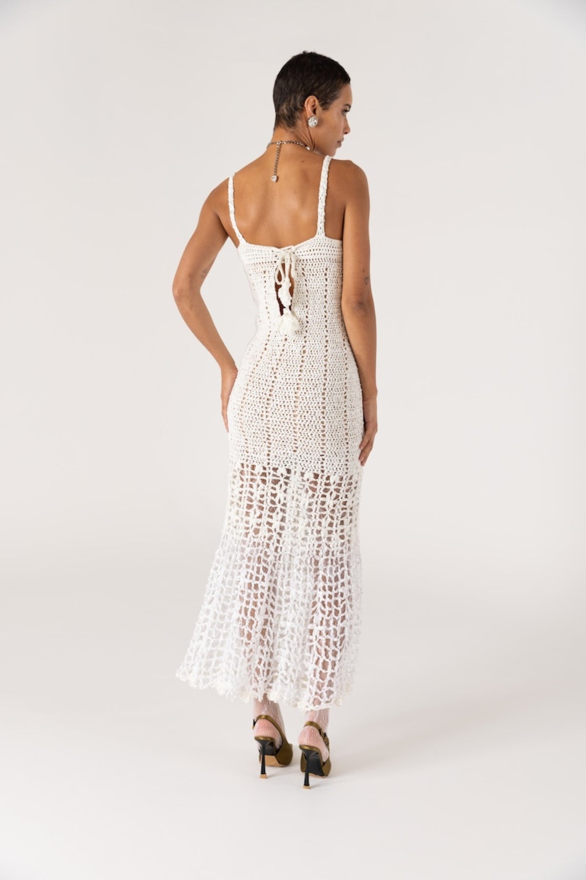 ANDREEVA - Chrysanthemum Crochet Dress | White