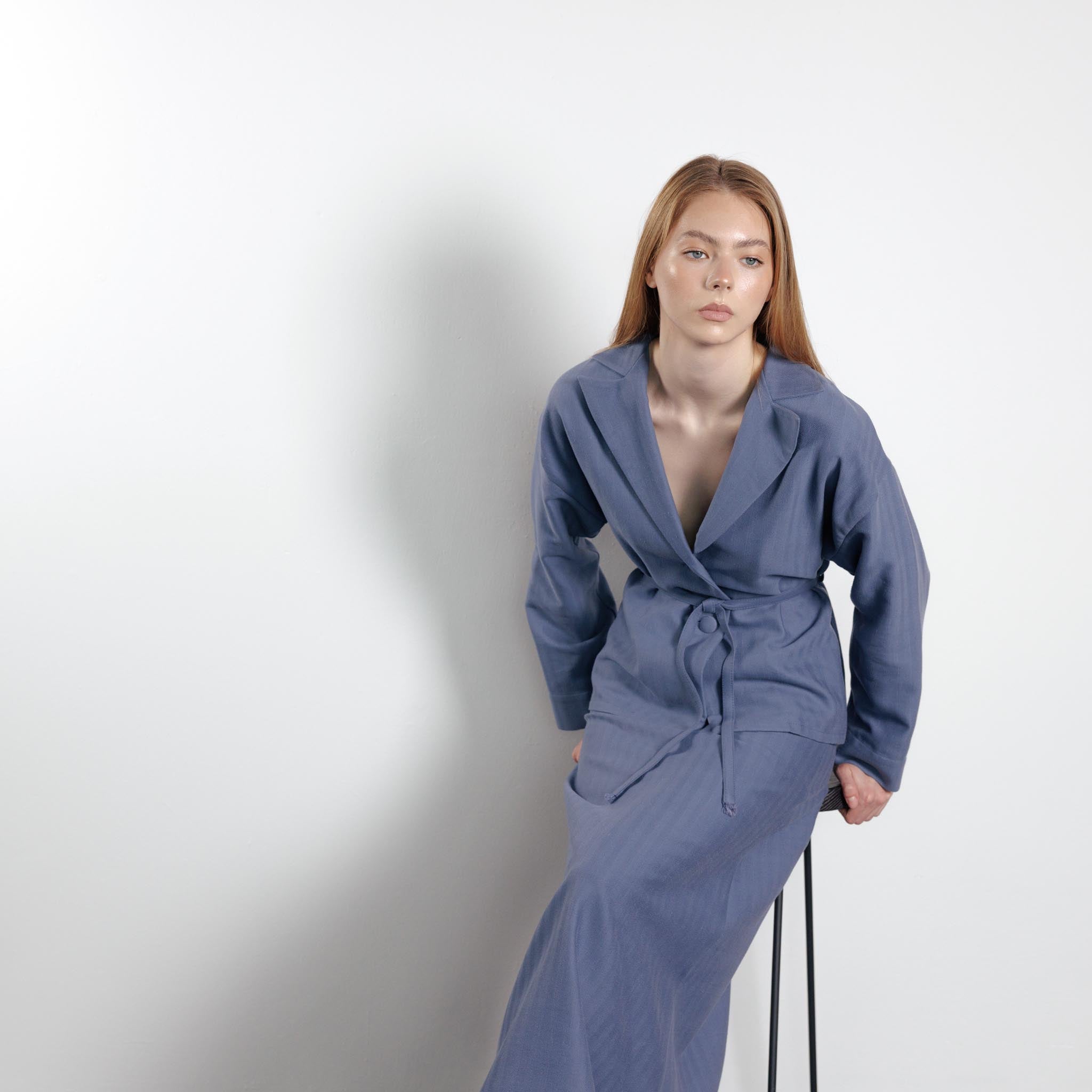 Kimono-Inspired Pale Blue Blazer