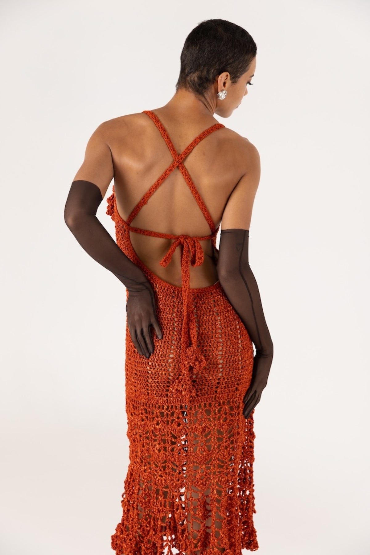 ANDREEVA - Chrysanthemum Terracotta Handmade Crochet Dress