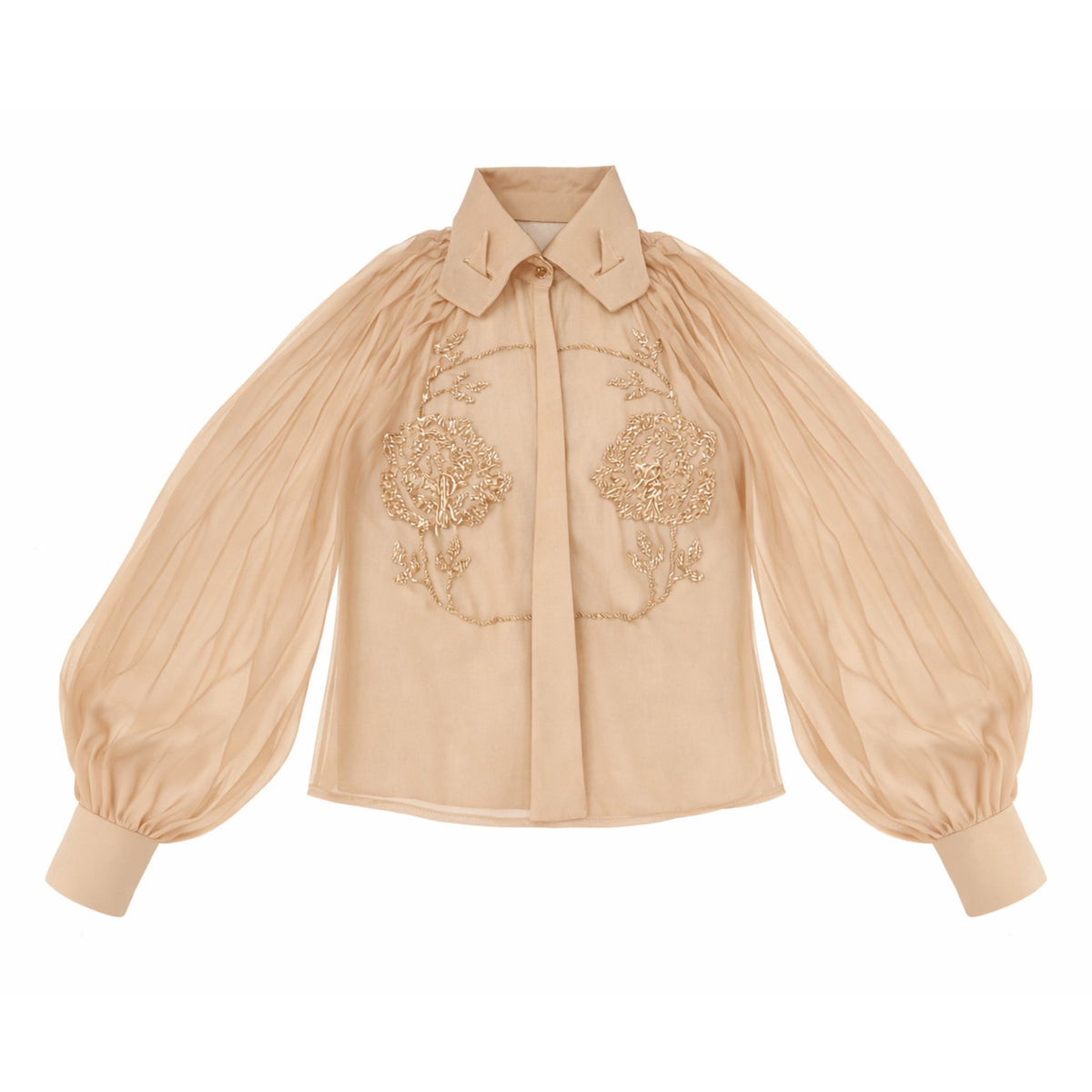 Embroidered Rose Shirt | Beige