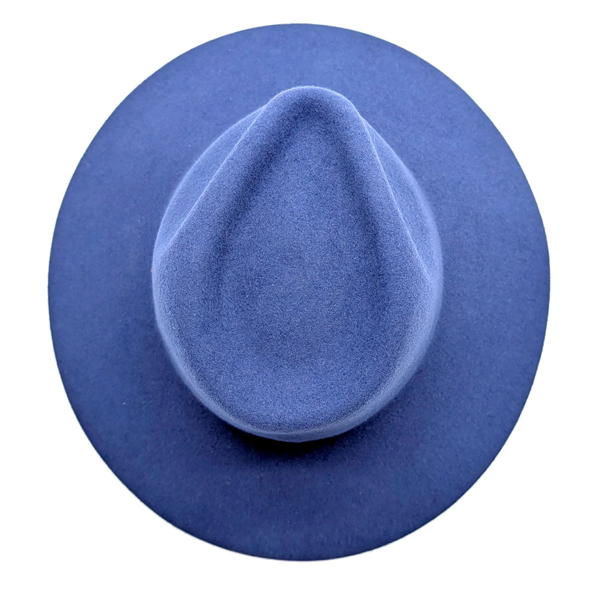 Blue fedora hat on a white background