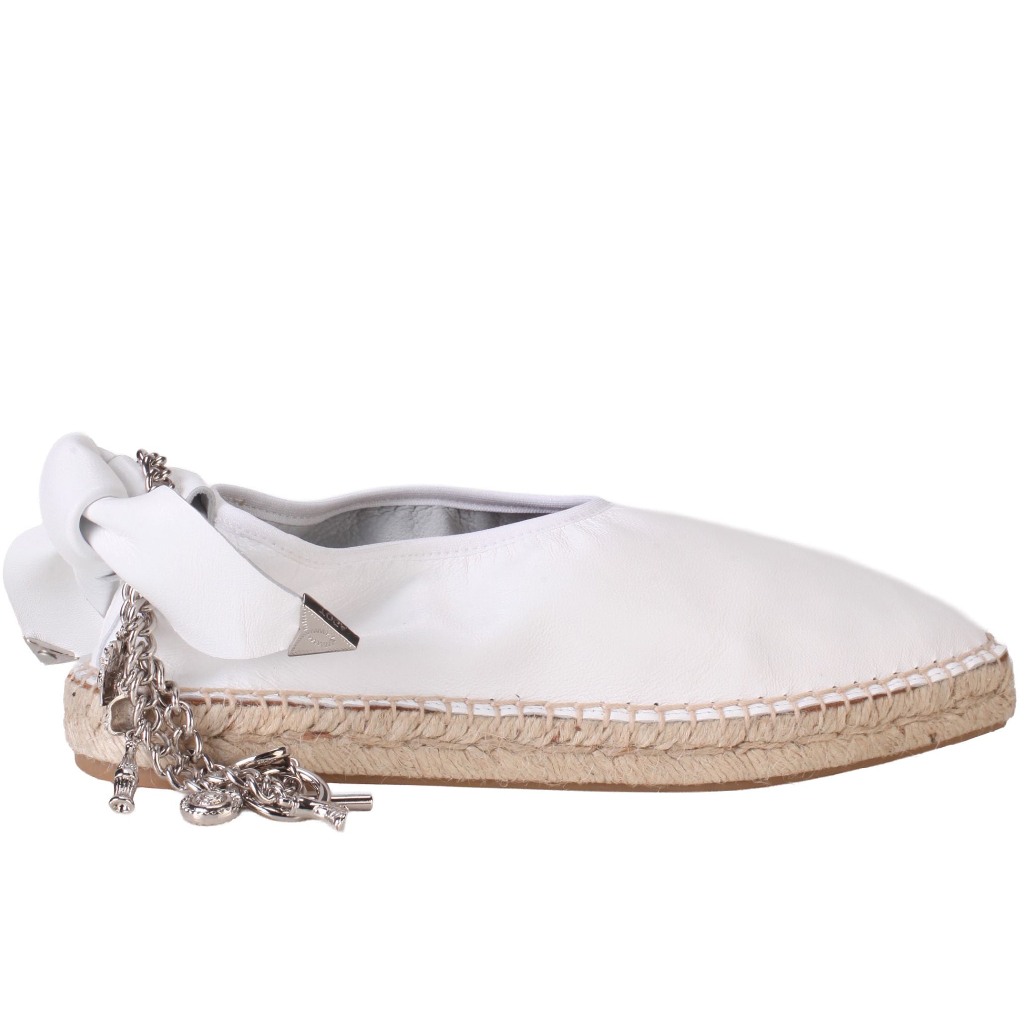 TOGA PULLA - White Leather Espadrille Slip-On with Chain | DOORS NYC