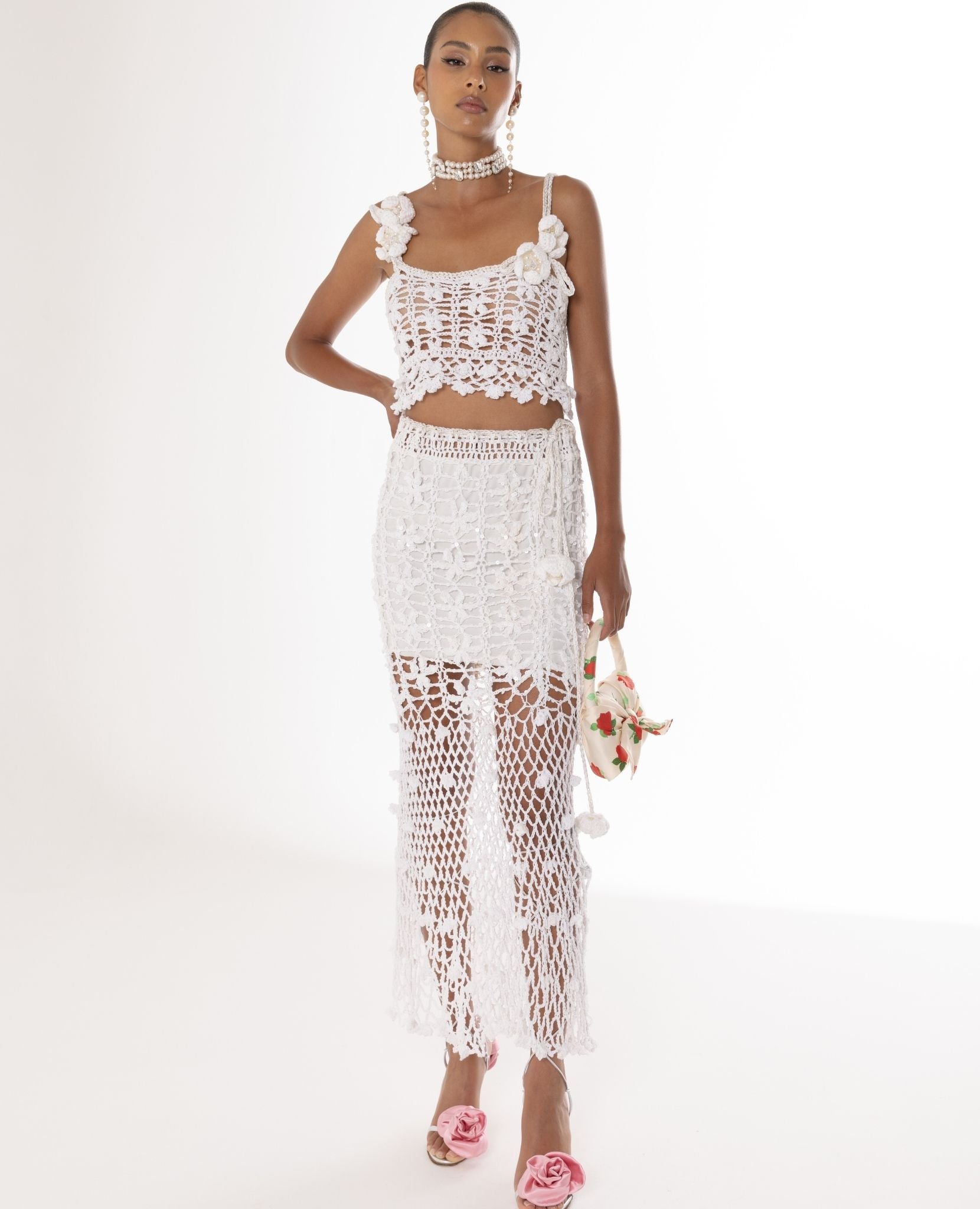 ANDREEVA - White Vanilla Handmade Crochet Skirt, buy at doors.nyc