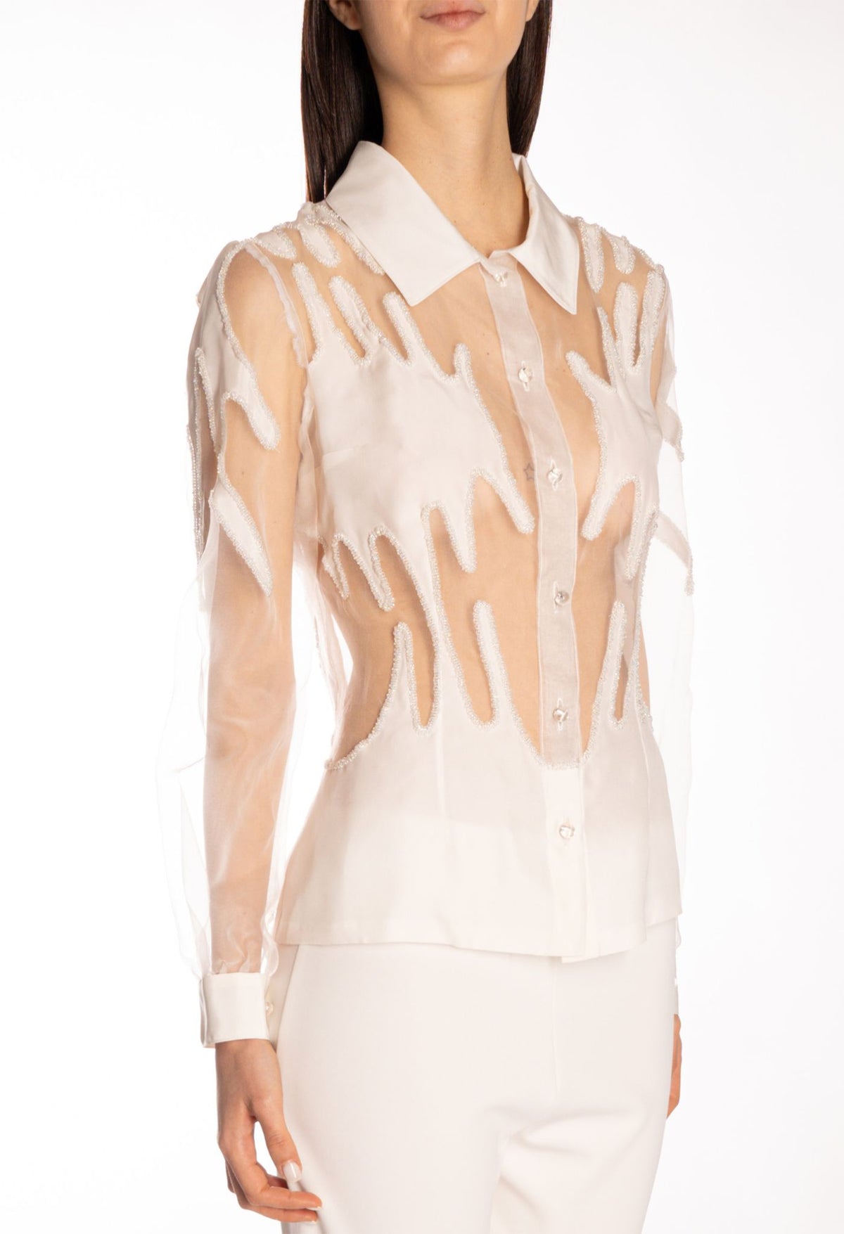 HURRICANE B - White Silk Shirt , buy at DOORS NYC