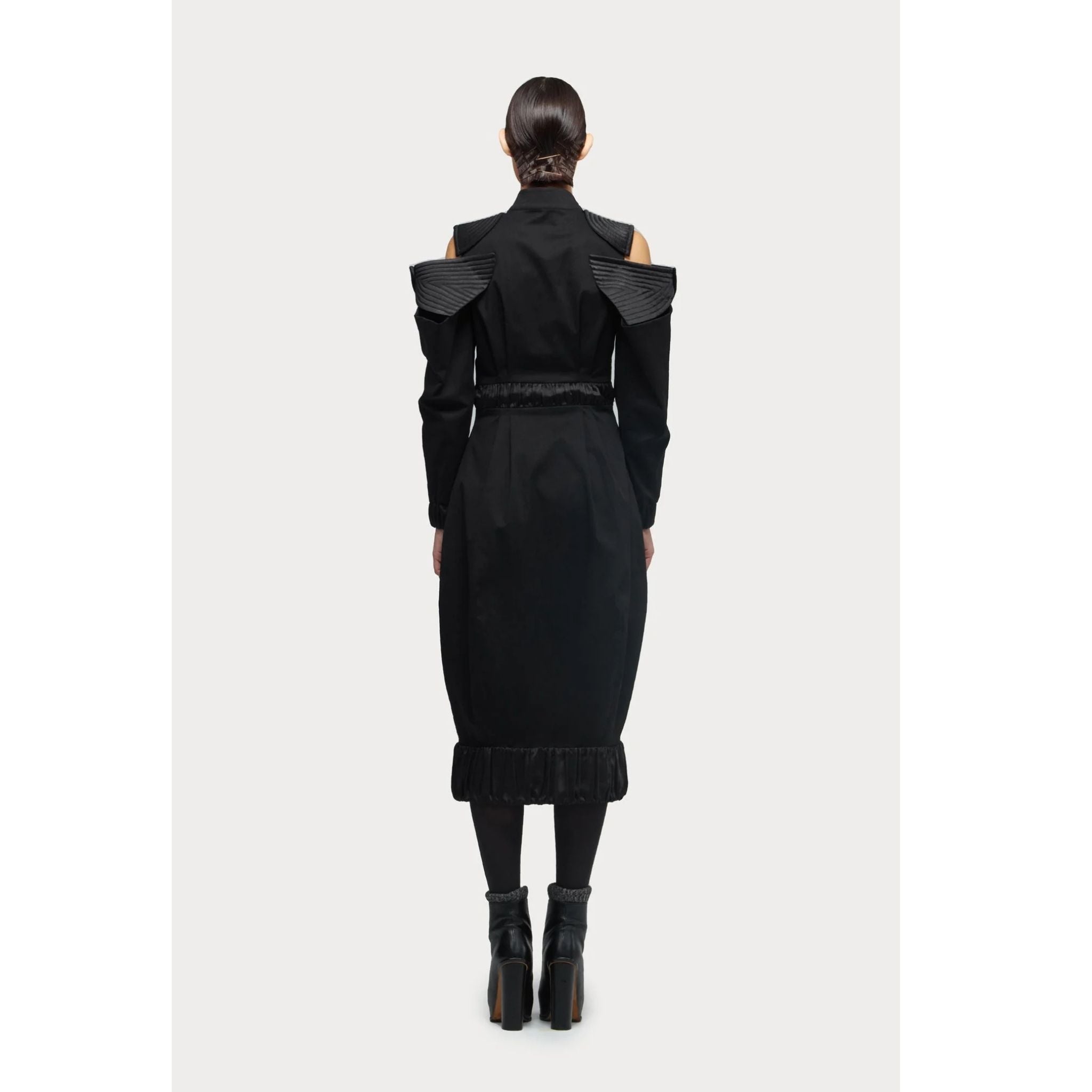 Military Dress With Shoulder Cut-Outs | Black