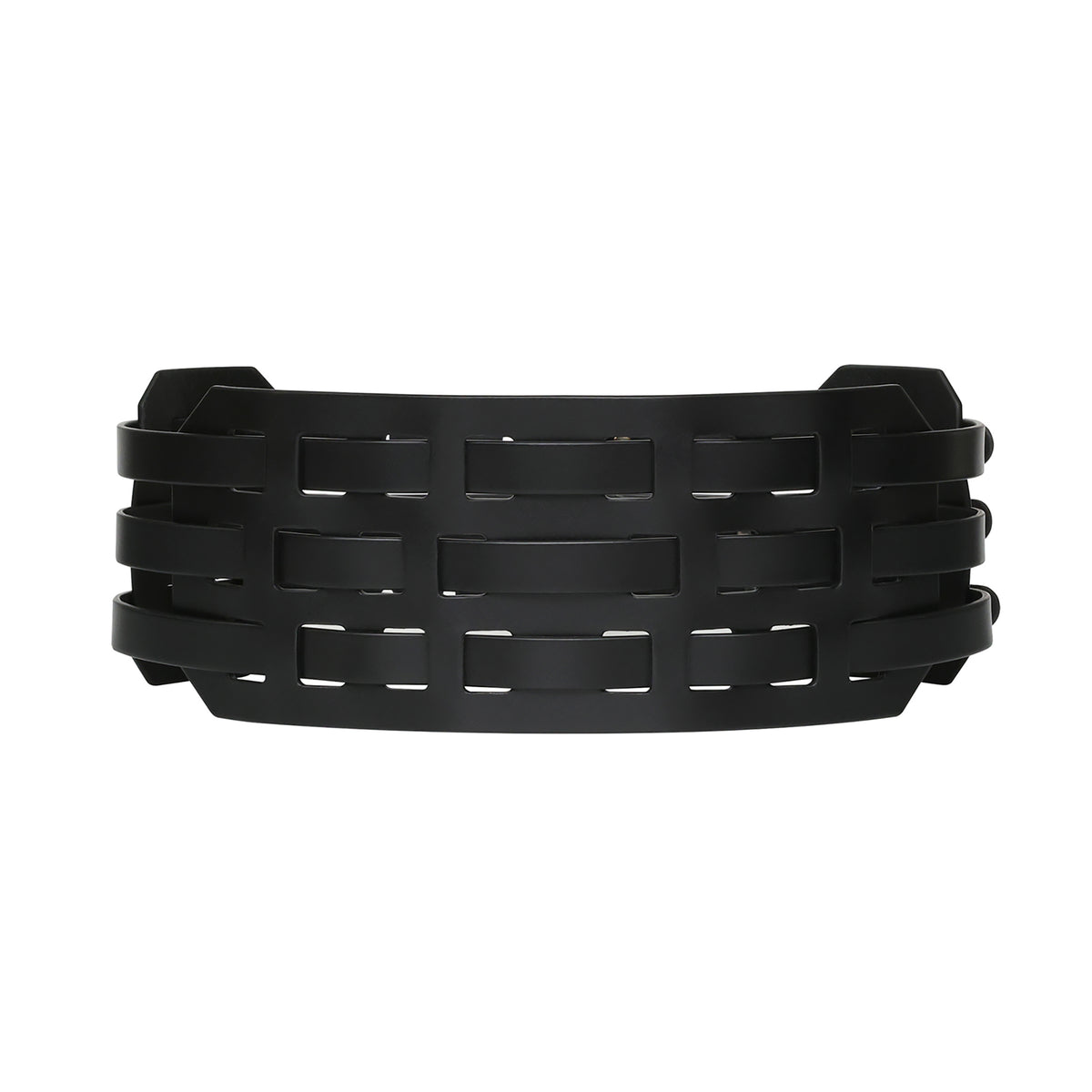 Black woven belt on a white background