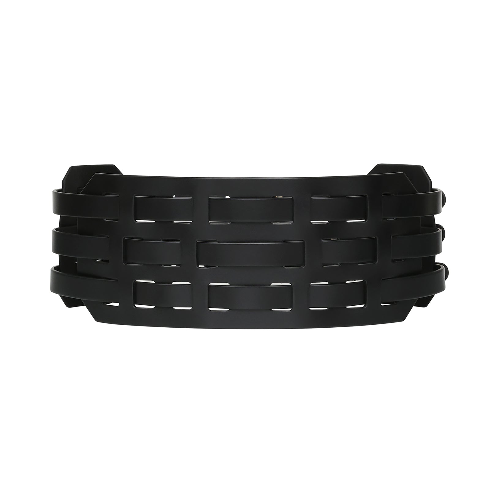 Black woven belt on a white background