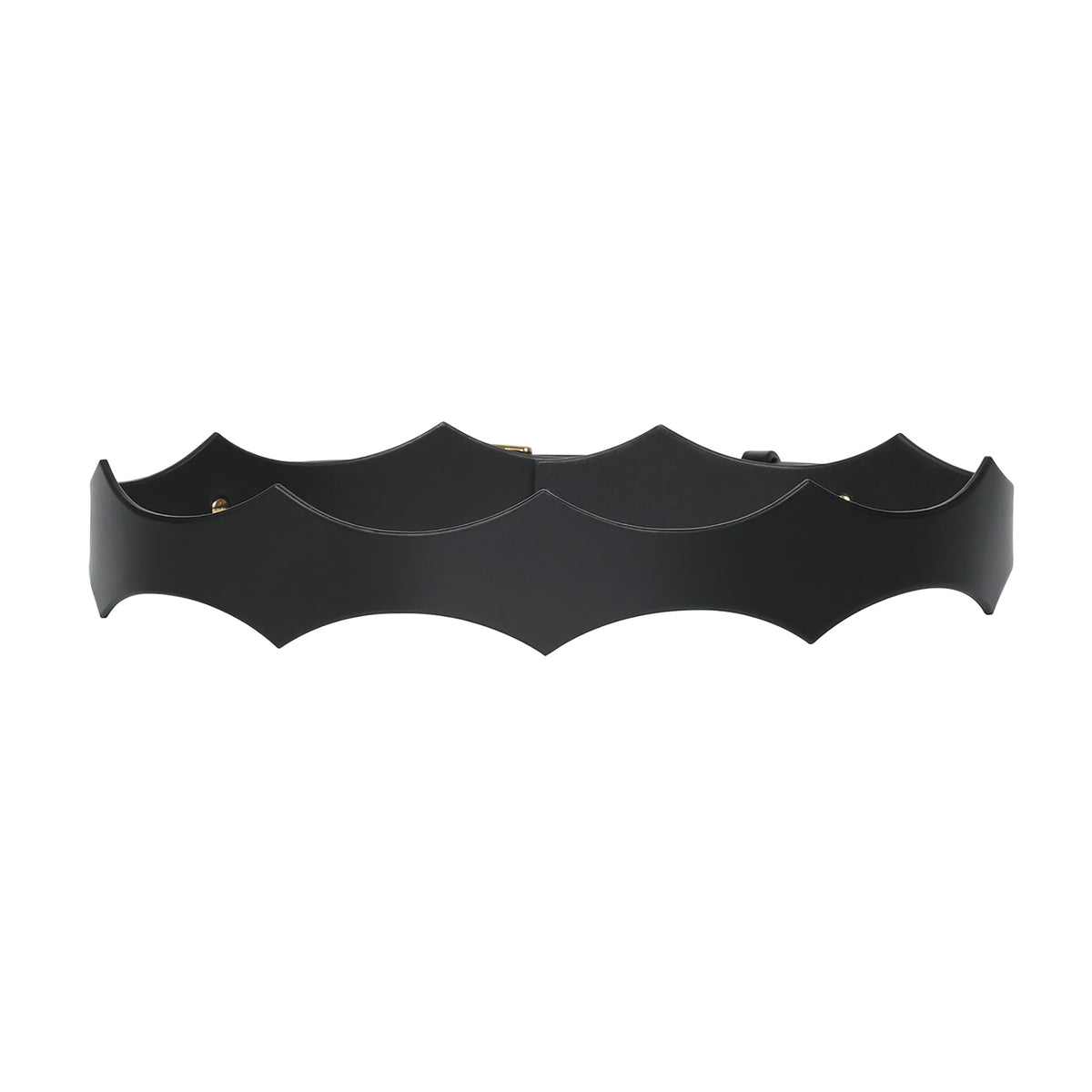 Black bat-shaped belt on a white background