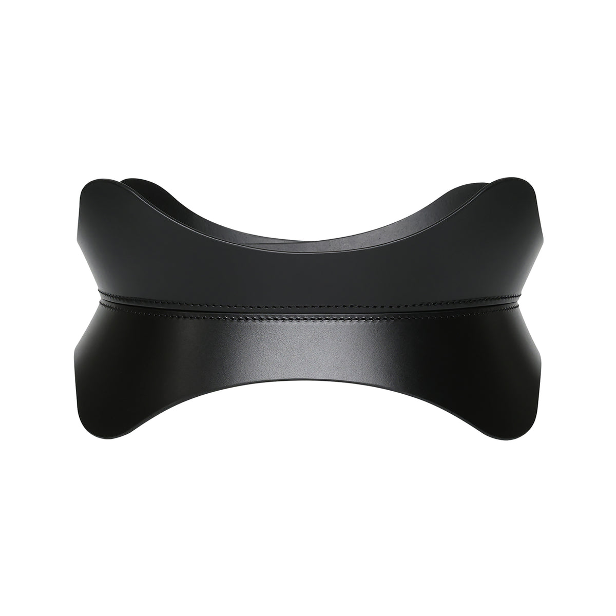 Black leather belt on a white background