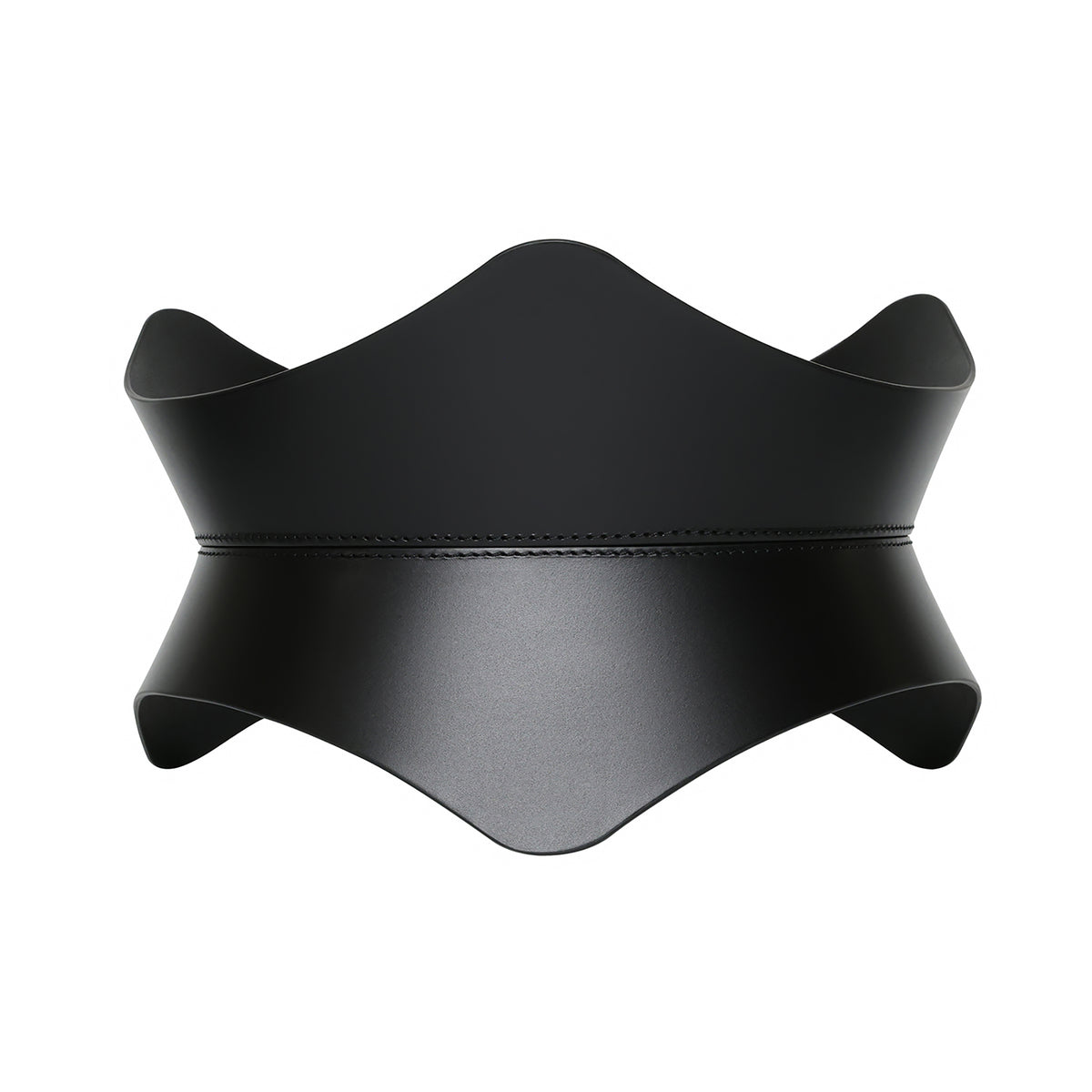 Black leather corset on a white background