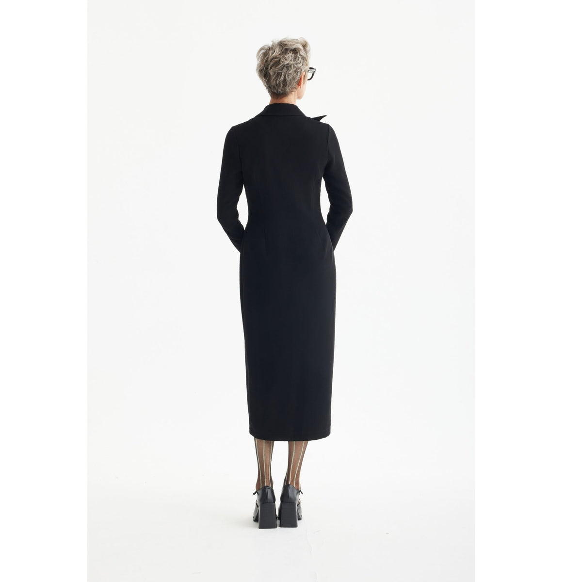 Modern Tailored Long Blazer Dress | Black