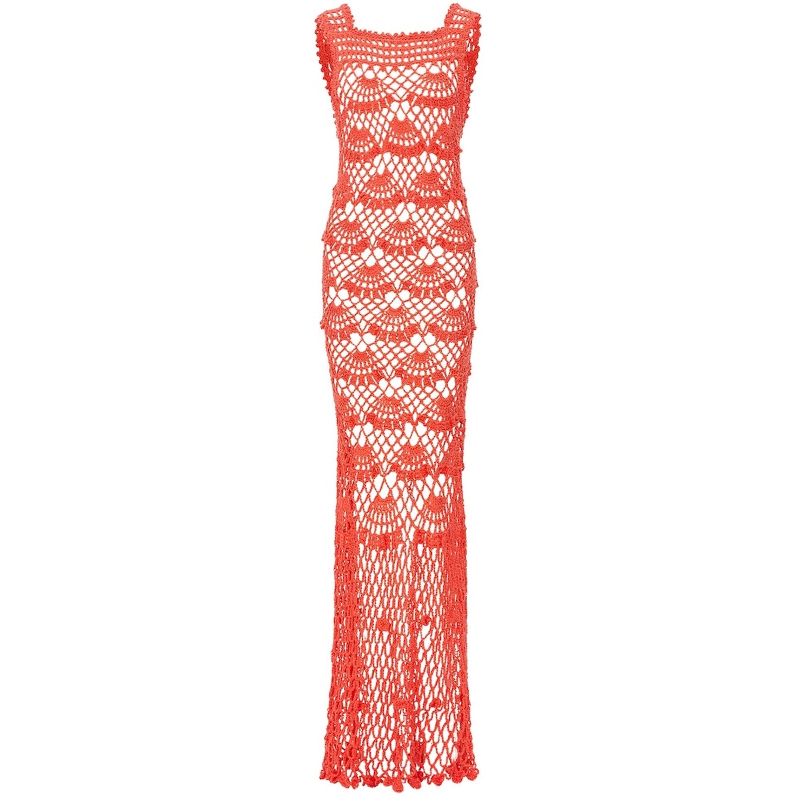 Coral Shell Handmade Maxi Crochet Dress
