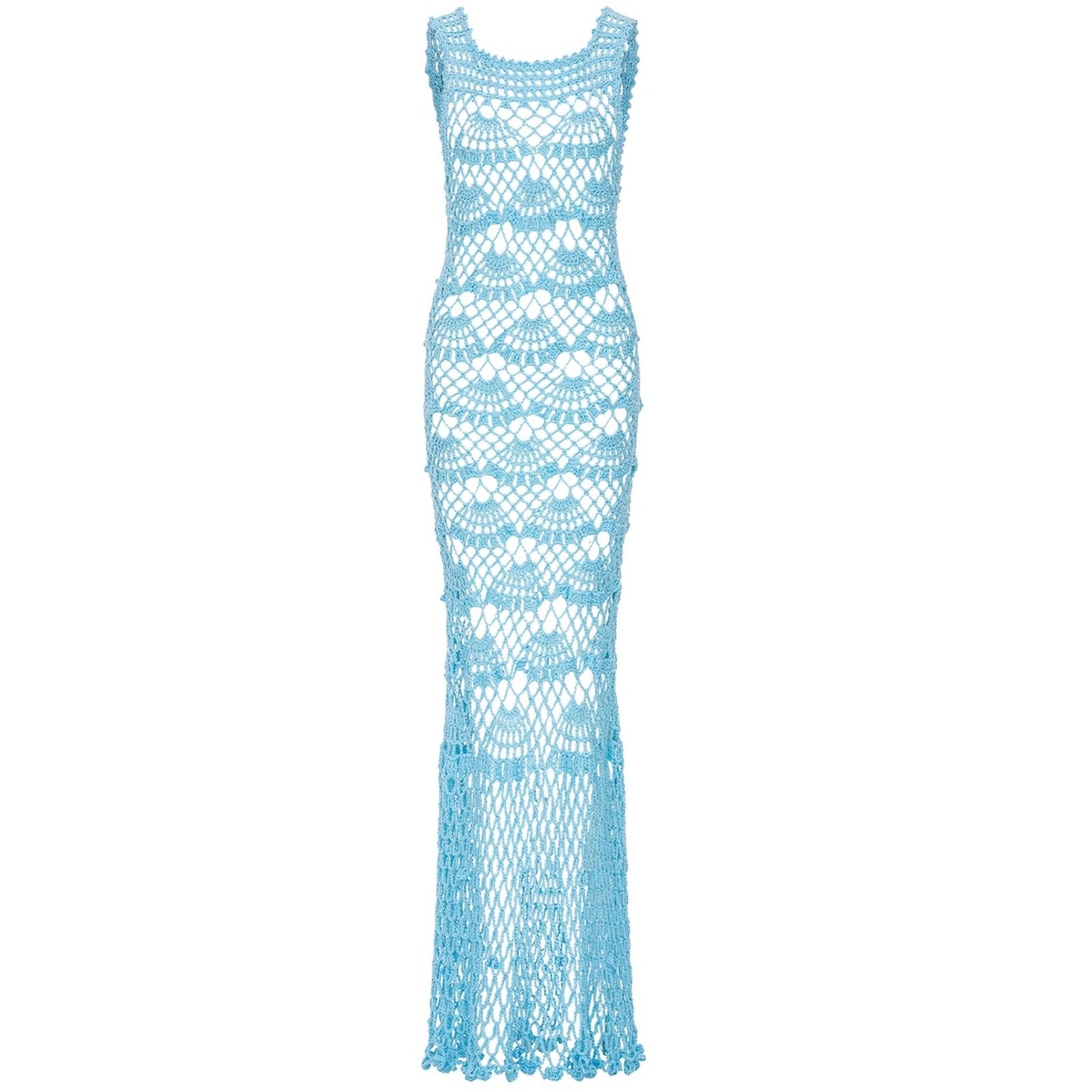 Aqua Shell Handmade Maxi Crochet Dress