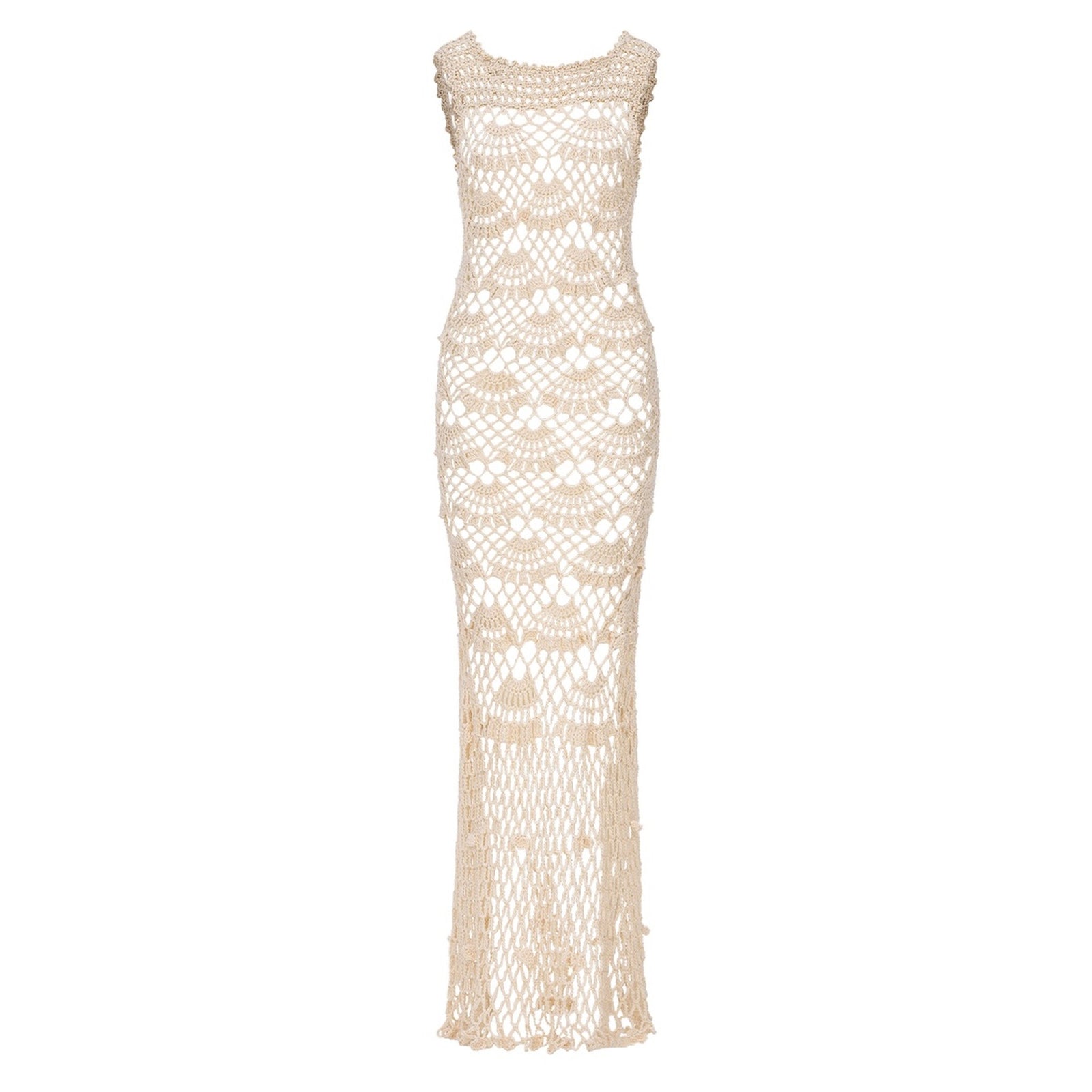 White Pearl Handmade Maxi Crochet Dress