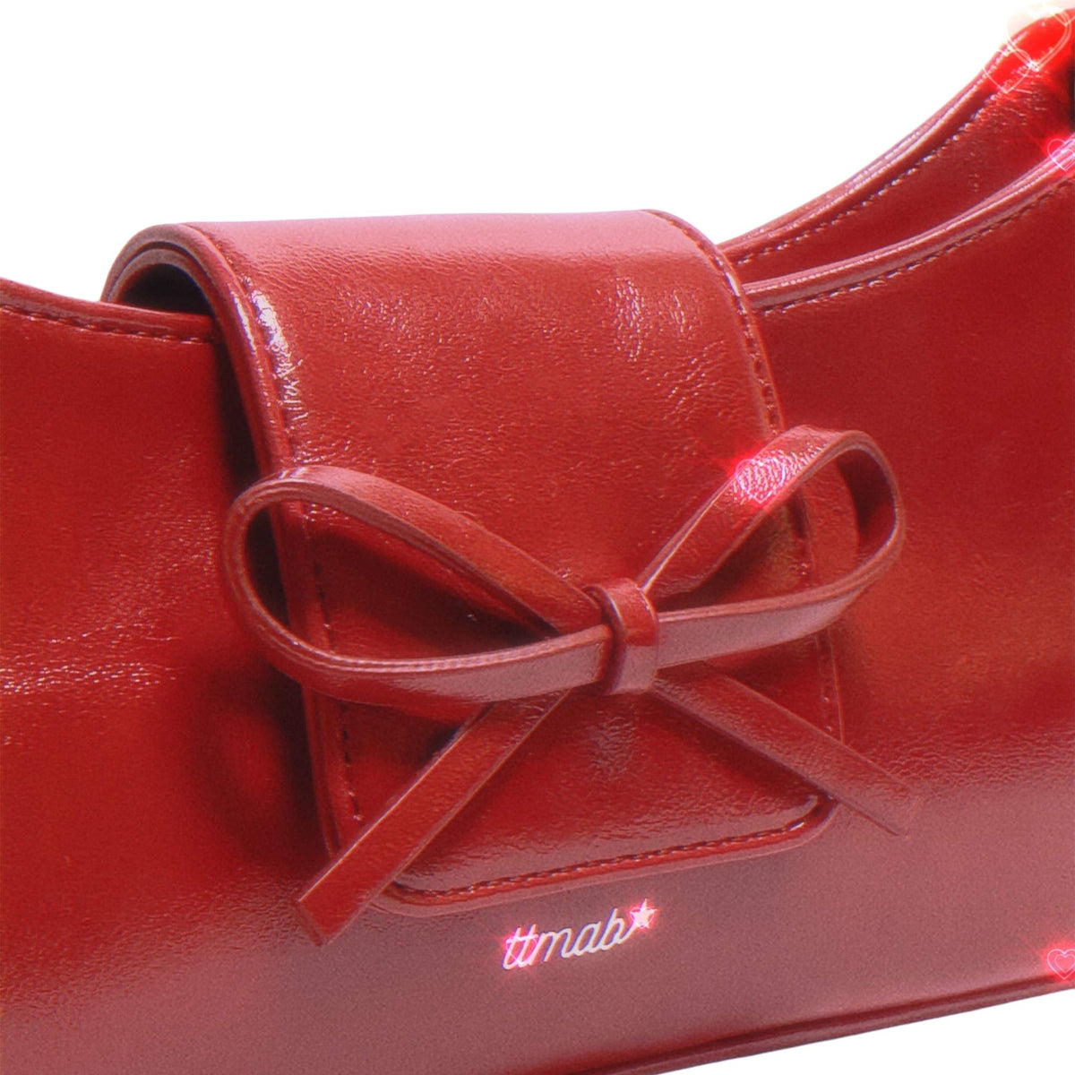 TTMAB -Fishnet Stockings Bow Baguette Bag | Red, buy at DOORS NYC