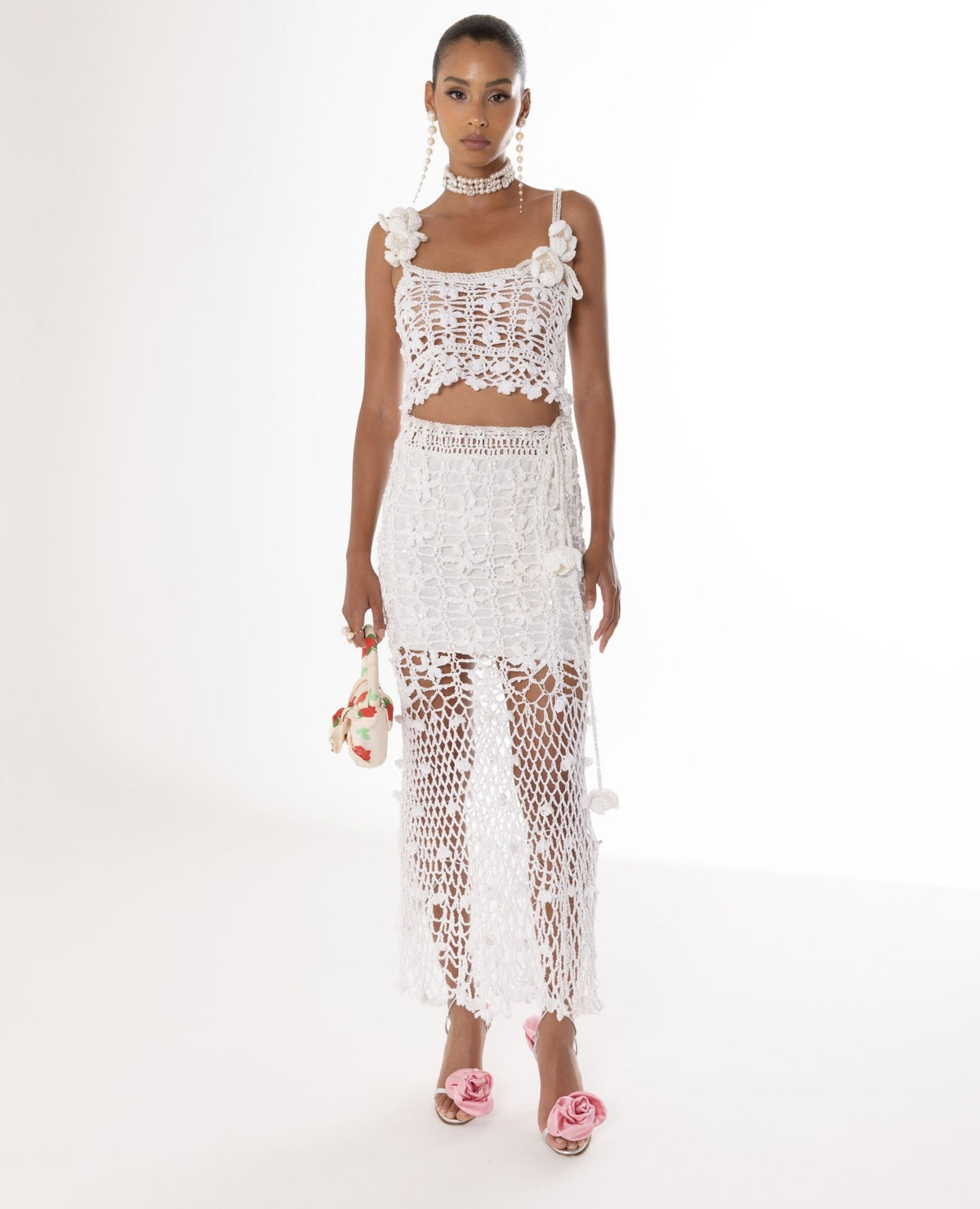ANDREEVA - White Vanilla Handmade Crochet Skirt, buy at doors.nyc
