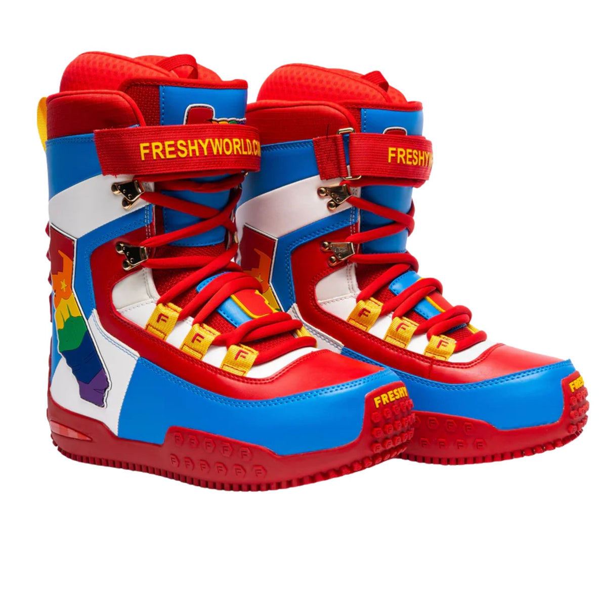 FRESHY - Pow Stomps Boots | Red and Blue, buy at DOORS NYC