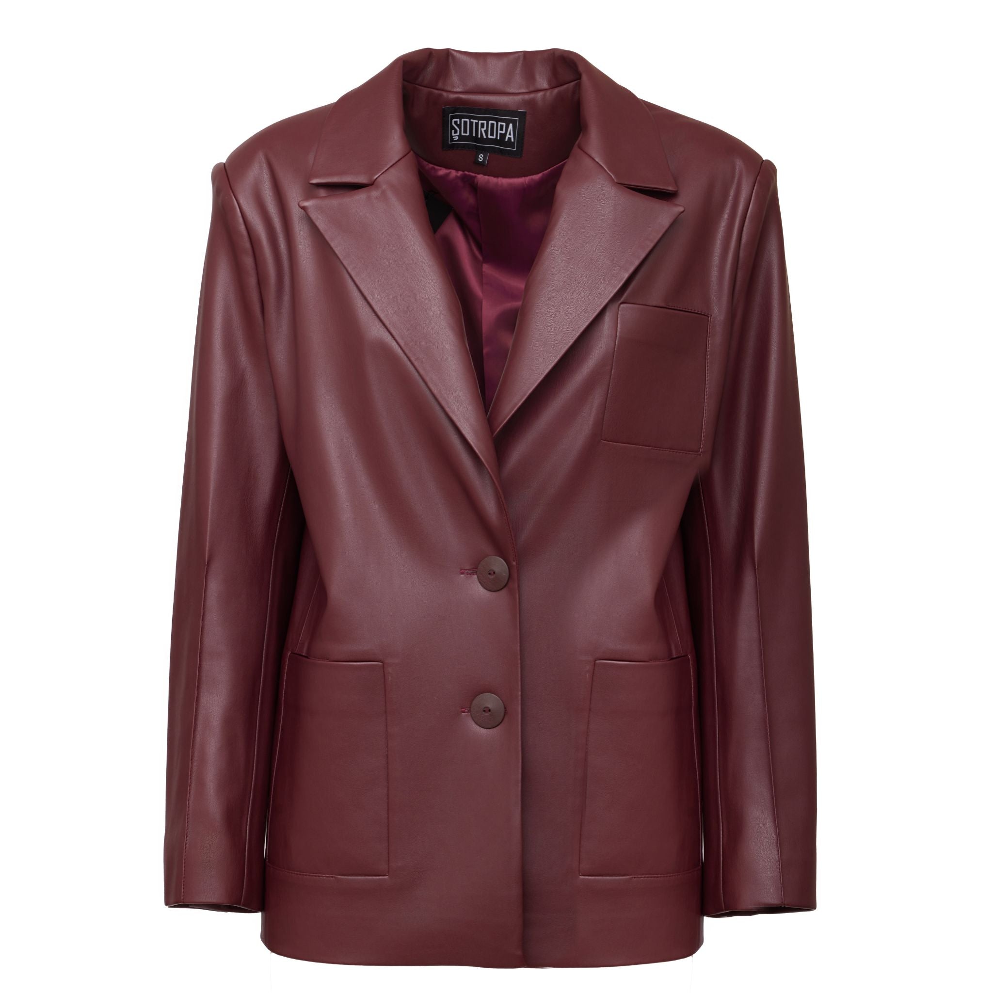 SOTROPA - Eco Leather Blazer | Burgundy, buy at DOORS NYC