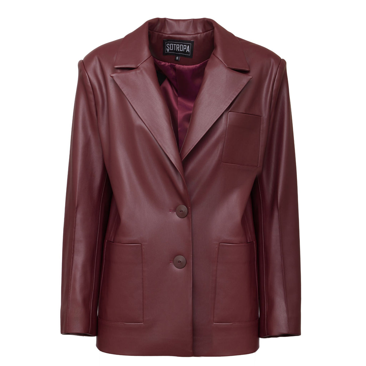 SOTROPA - Eco Leather Blazer | Burgundy at DOORS NYC PR showroom