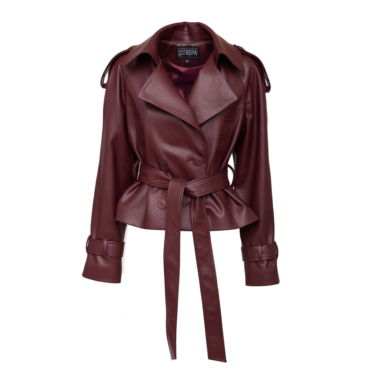 SOTROPA - Eco Leather Blazer | Burgundy, PR Sample at DOORS NYC PR showroom