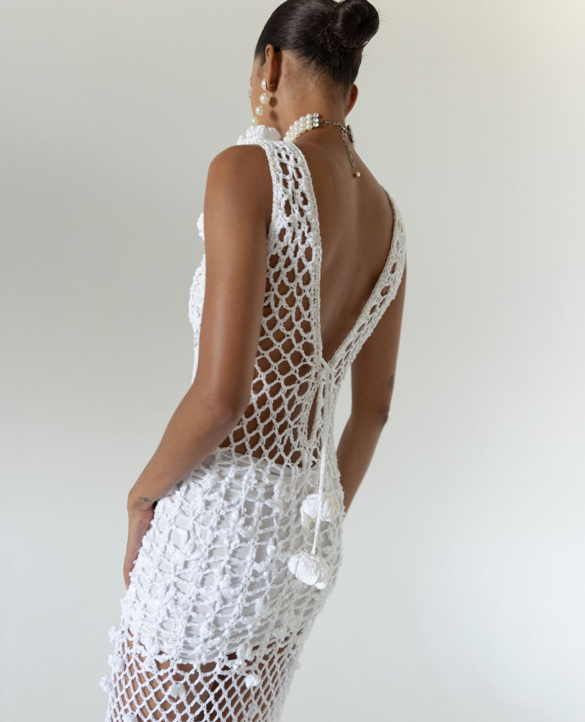 ANDREEVA -White Vanilla Handmade Maxi Crochet Dress , buy at DOORS NYC