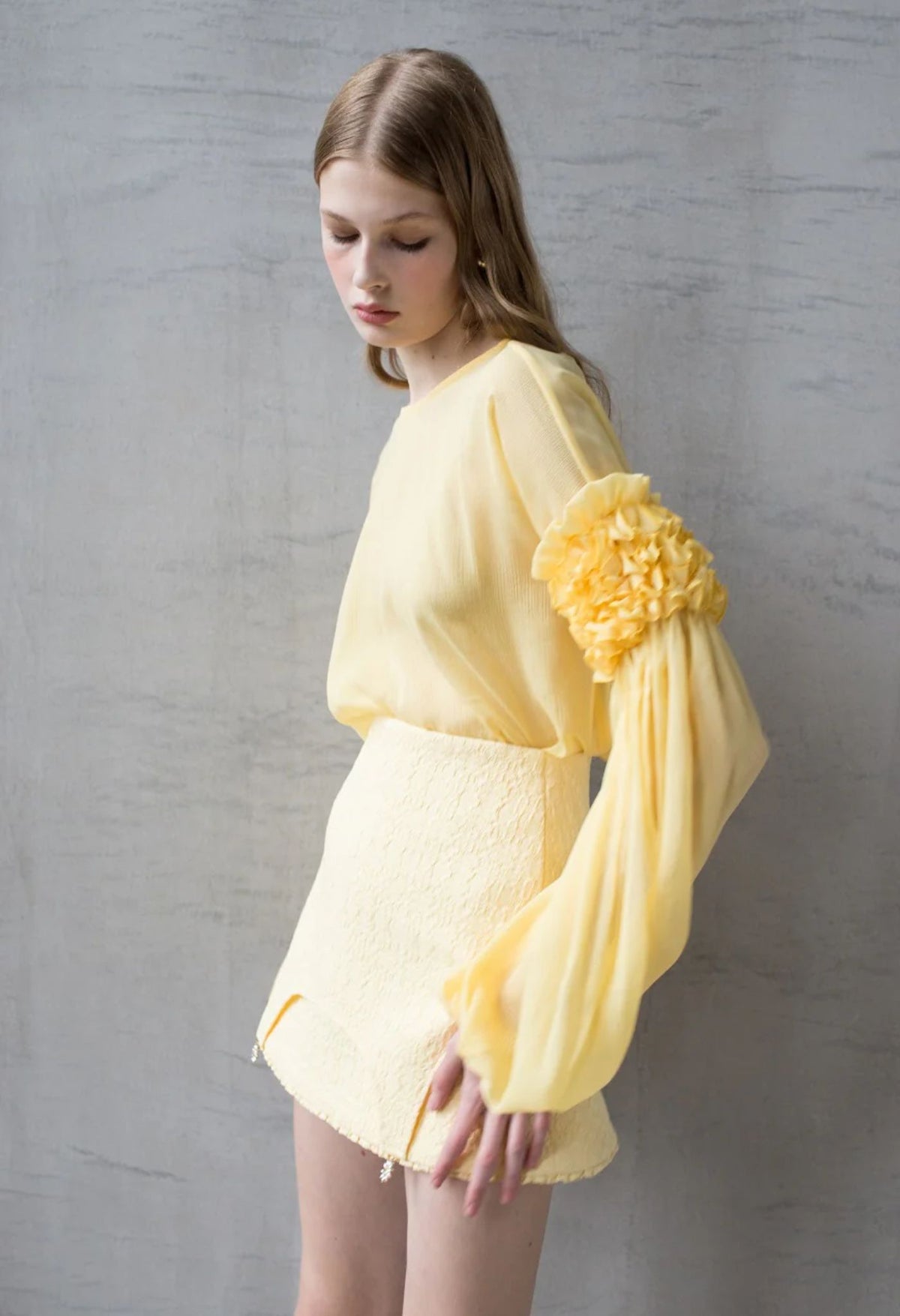 GURANDA - Yellow Ruffled Blouse , buy at DOORS NYC