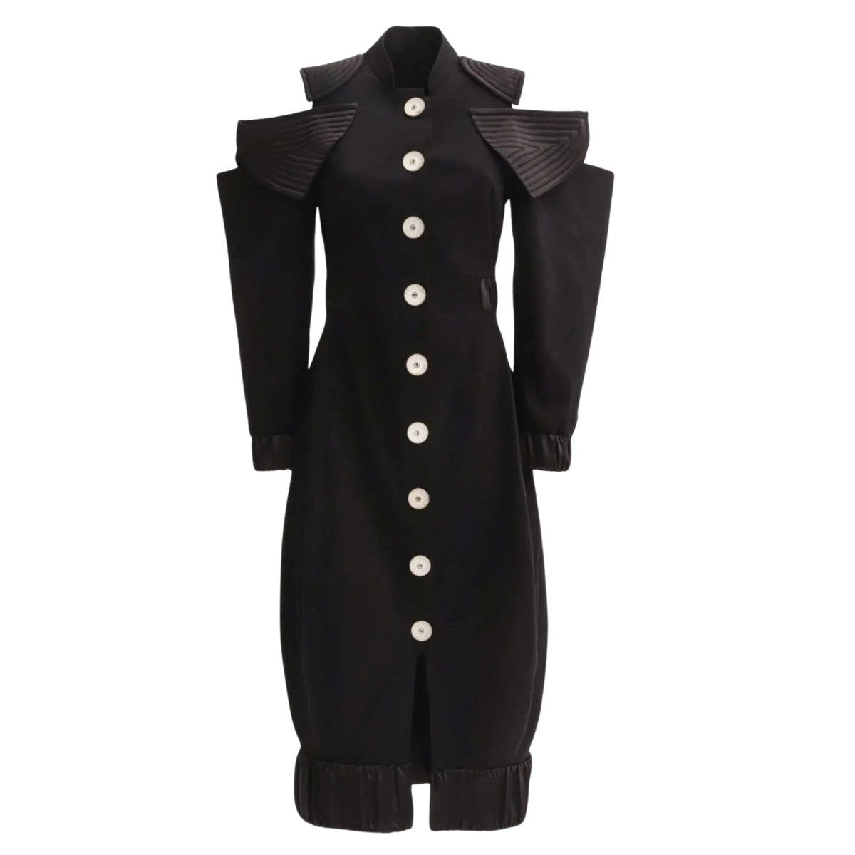 Military Dress With Shoulder Cut-Outs | Black