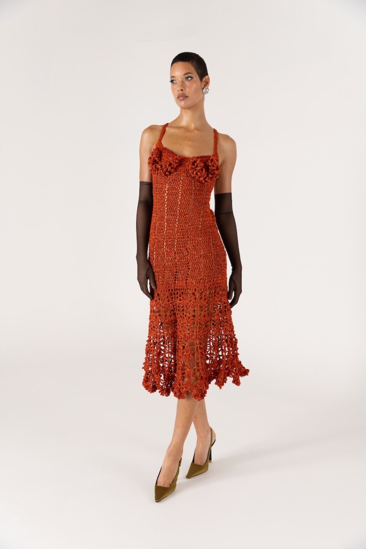 ANDREEVA - Chrysanthemum Terracotta Handmade Crochet Dress