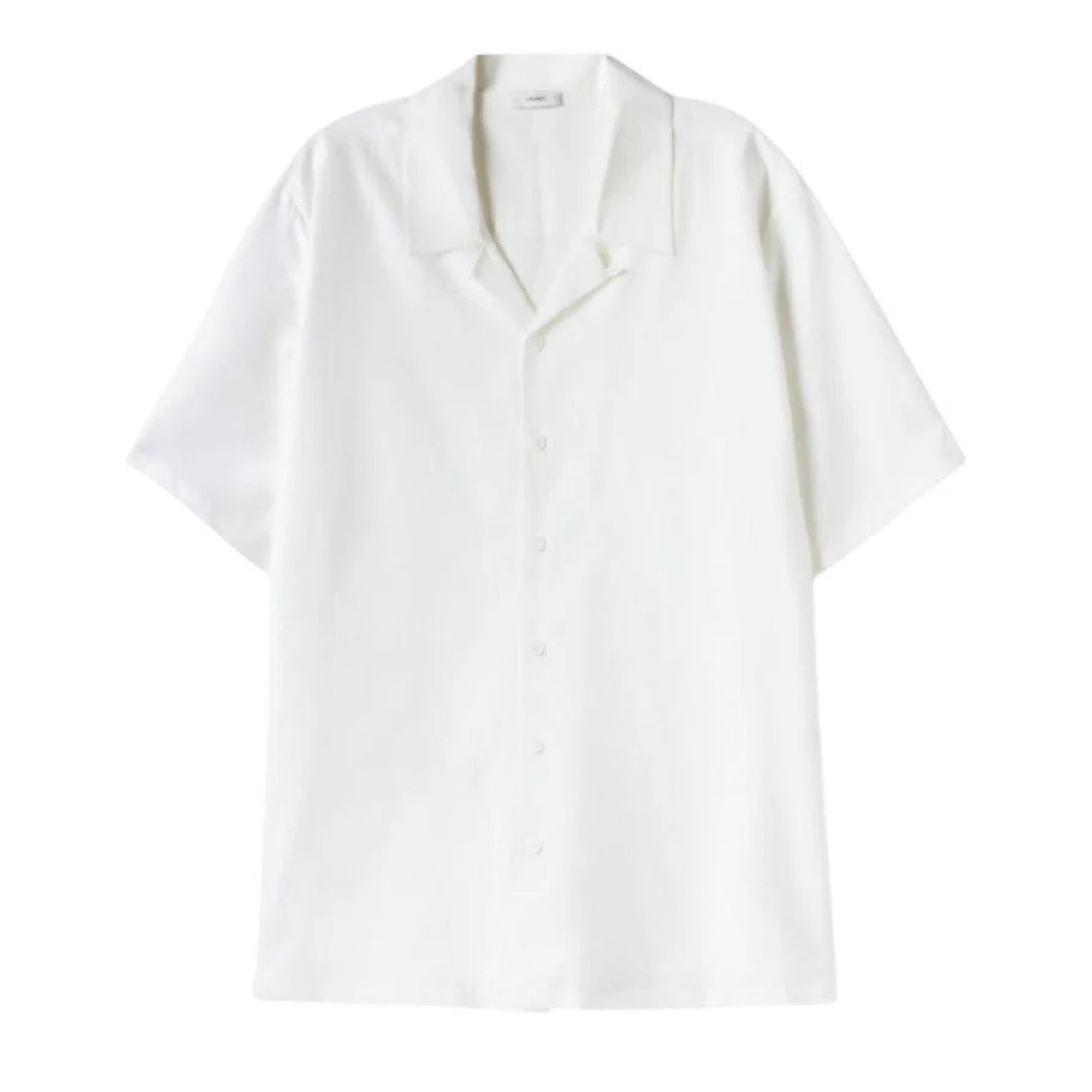 White Silk Camp Collar Shirt with Oversized Fit