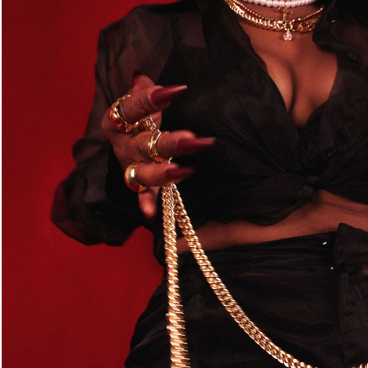 Chunky Gold Cuban Link and Ball Belt