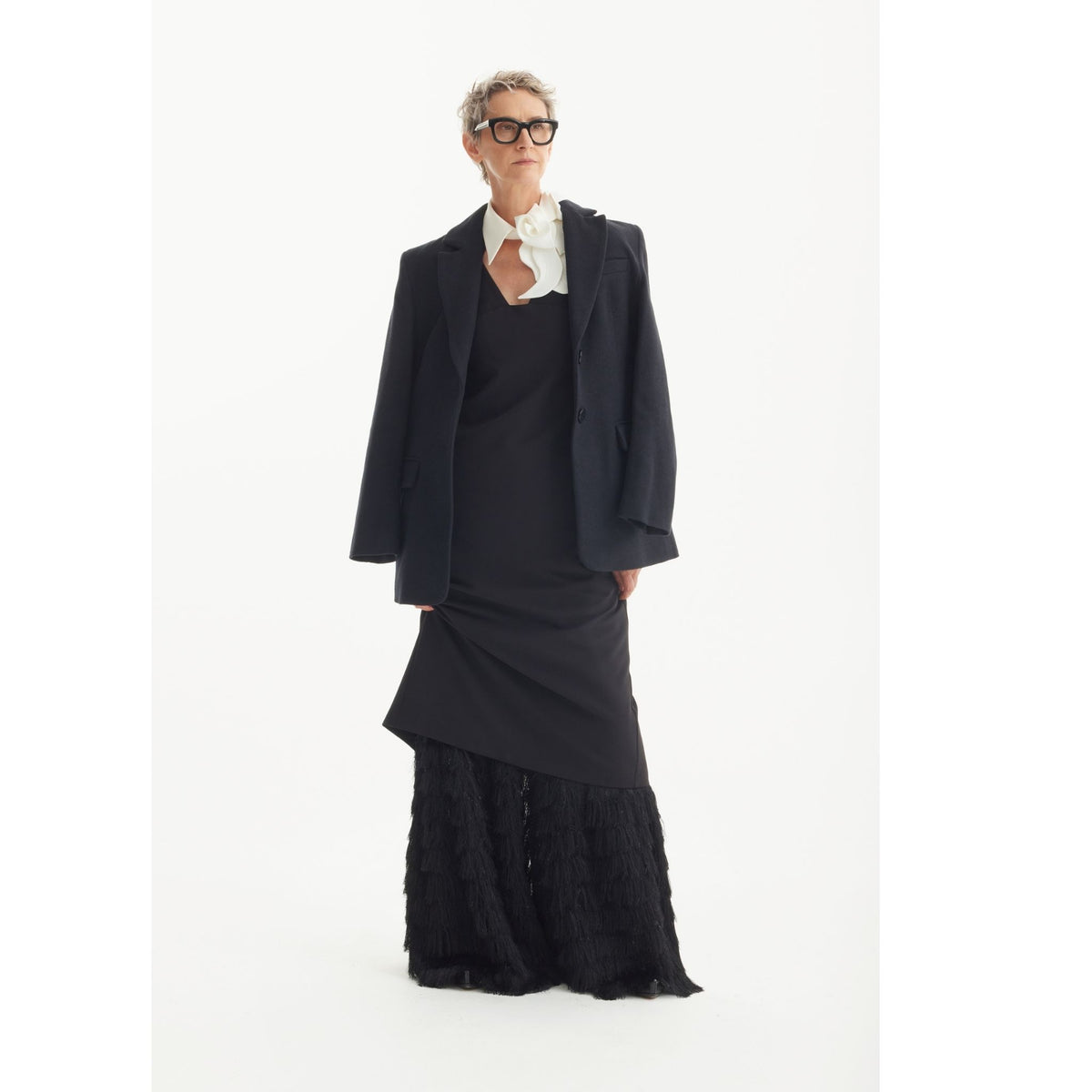 Modern Business Sheath Dress With Decorative Collar | Black