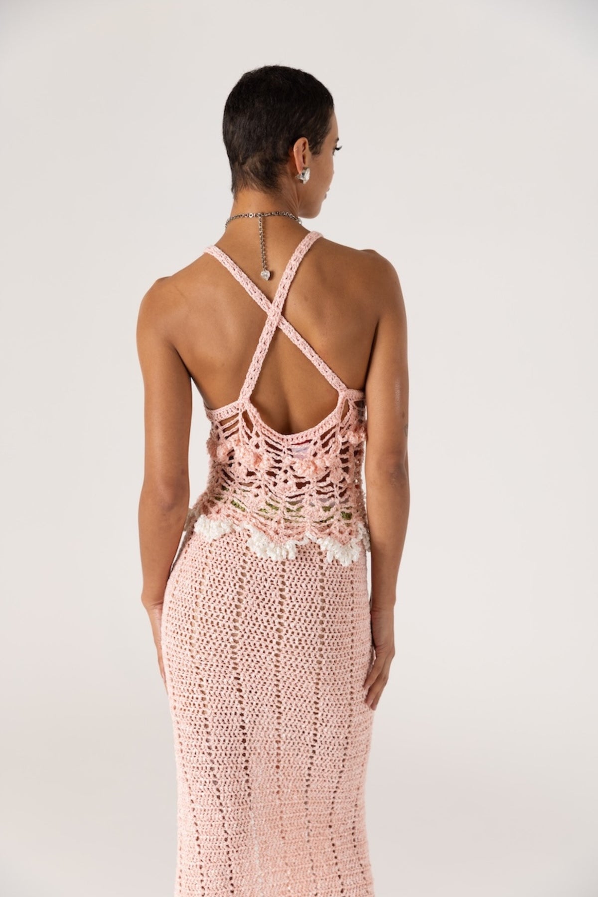 ANDREEVA - Chrysanthemum Handmade Crochet Skirt | Pink