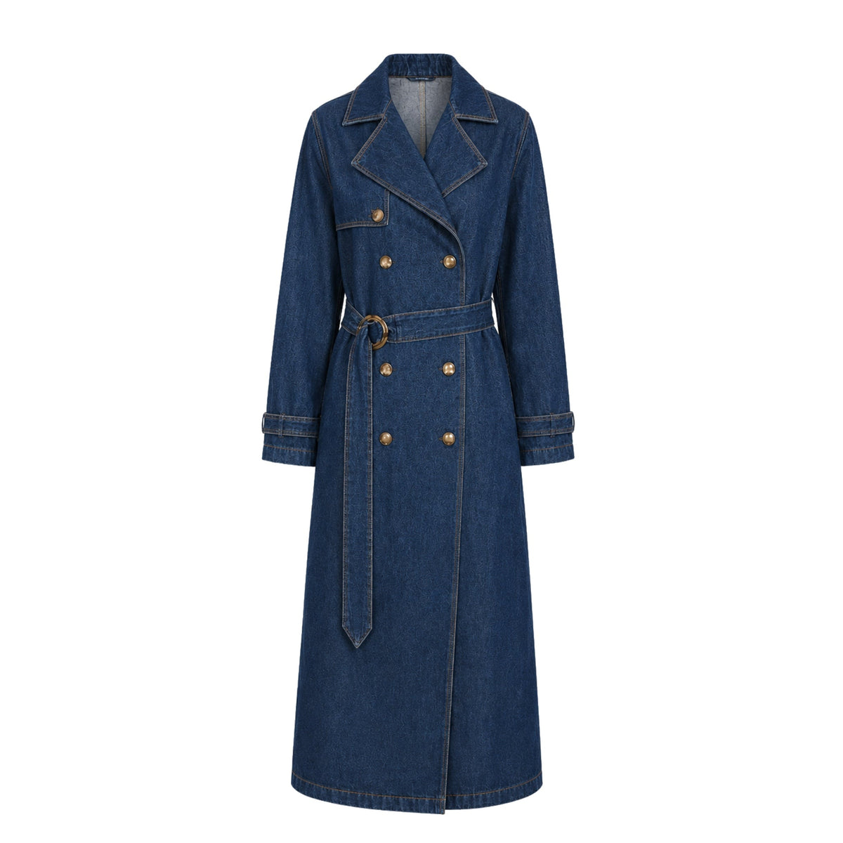 SOEUR &amp; FRÈRES - Dark Blue Belted Denim Trench Coat, buy at DOORS NYC