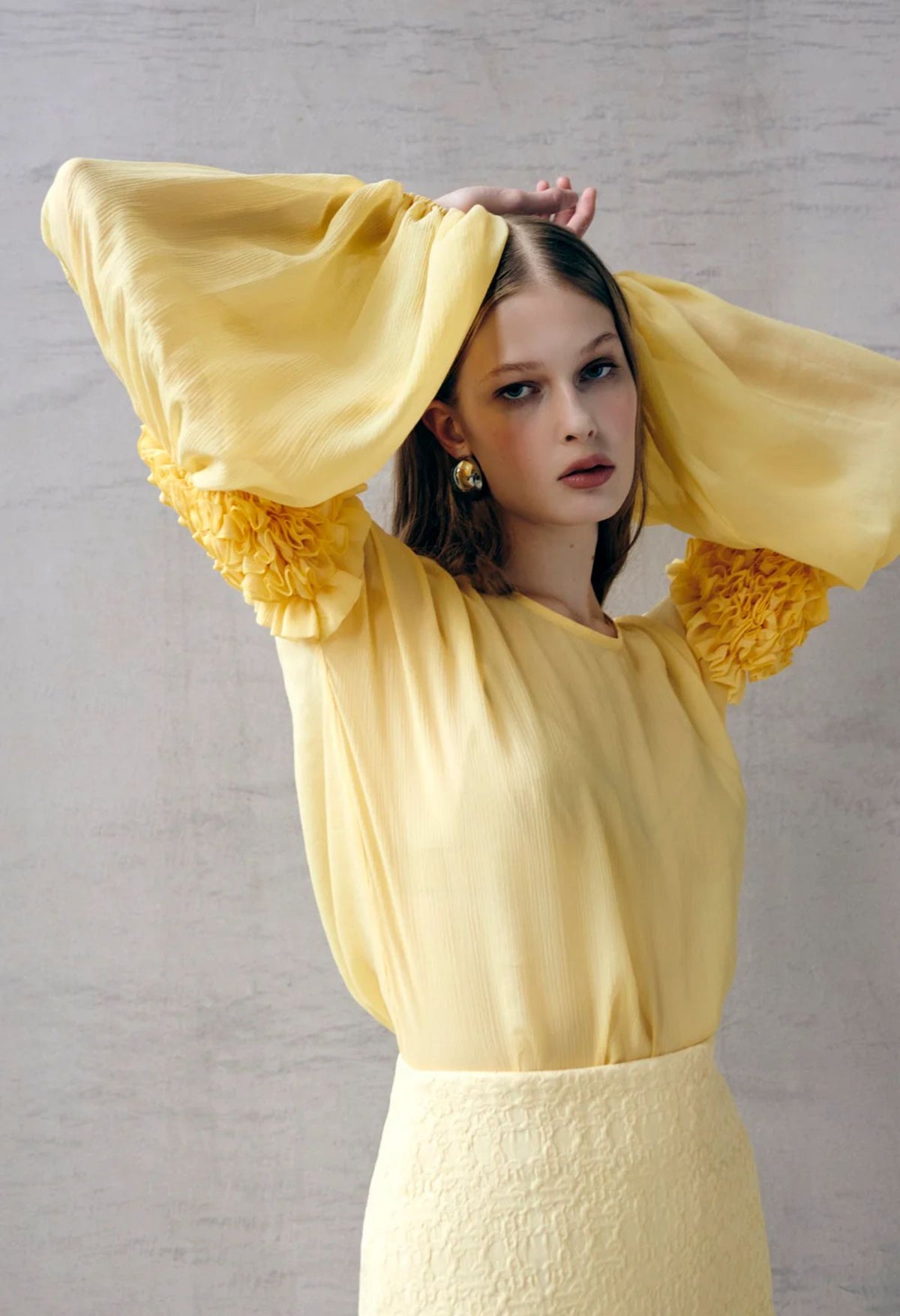 GURANDA - Yellow Ruffled Blouse , buy at DOORS NYC