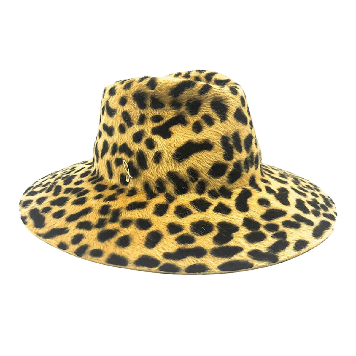 Leopard print bucket hat on a white background