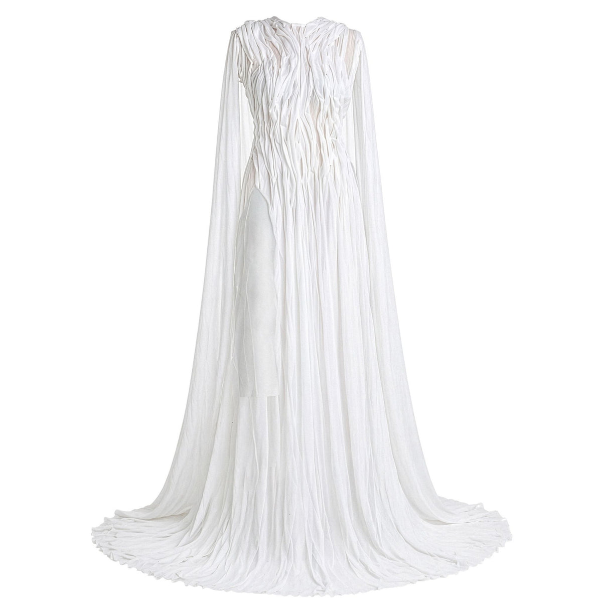 Wave Sculpture Gown in White