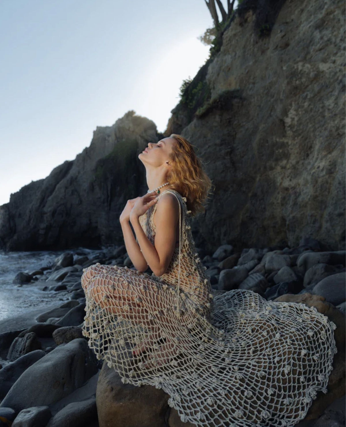 ANDREEVA - Malva Metallic Handmade Crochet Maxi Dress , buy at DOORS NYC