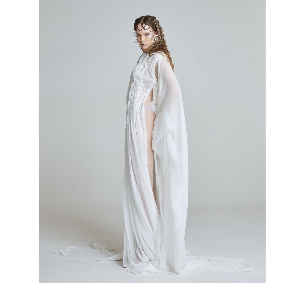 Wave Sculpture Gown in White