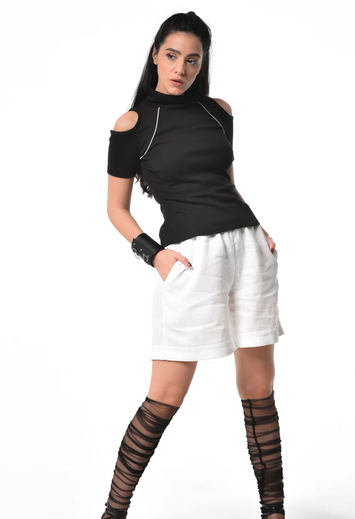 METAMORPHOZA - Short Sleeve Open Shoulder Top | PR Sample