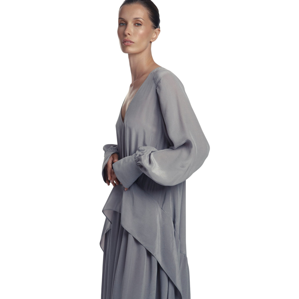 Grey Oversized Cupra Dress