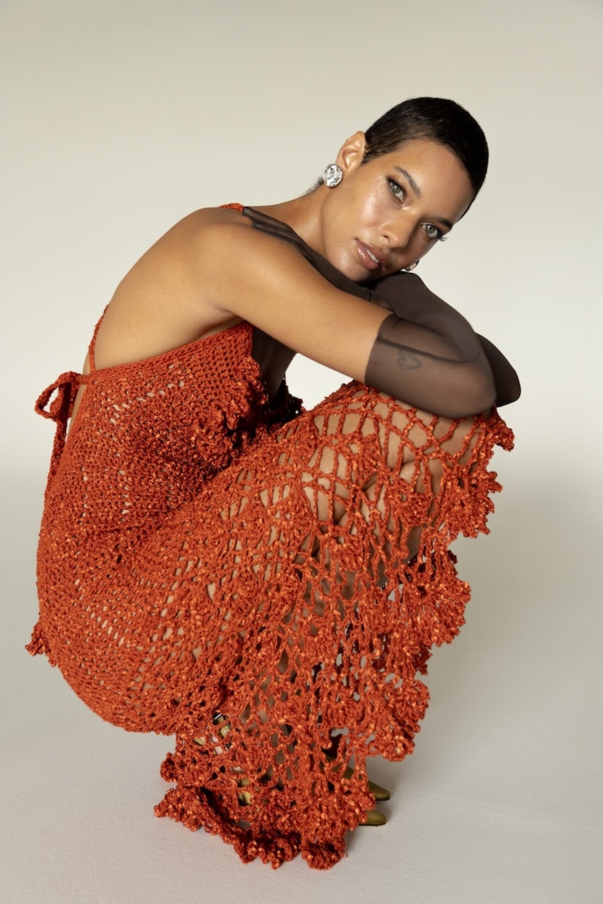 ANDREEVA - Chrysanthemum Terracotta Handmade Crochet Dress