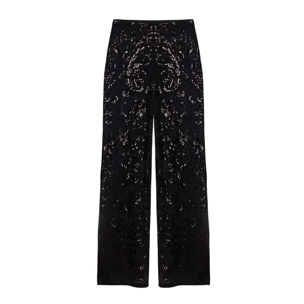 NO MATTER WHAT - Black Sequinned Trousers | PR Sample at DOORS NYC PR showroom