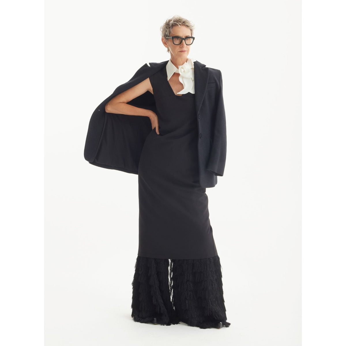 Modern Business Sheath Dress With Decorative Collar | Black