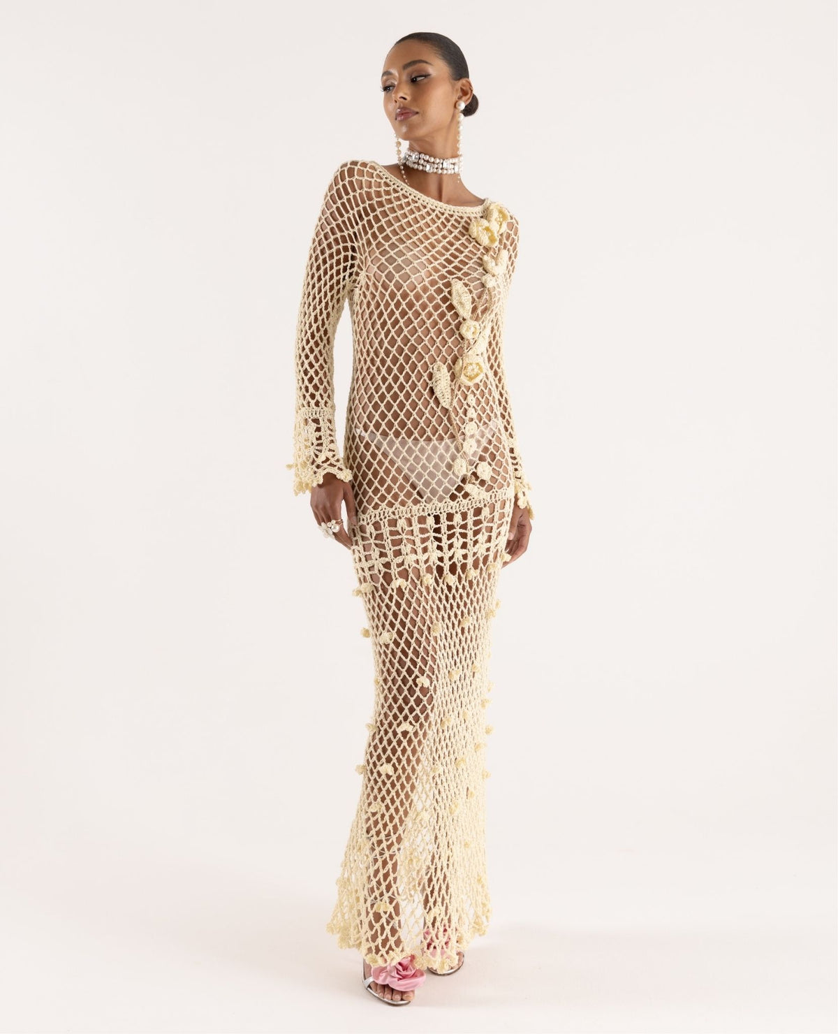 ANDREEVA - Butter Yellow Vanilla Handmade Crochet Dress, buy at DOORS NYC