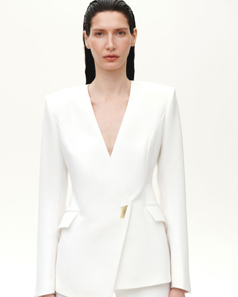 KRIS MARAN - Assymetrical Blazer With Signature Buttonr buy at DOORS NYC