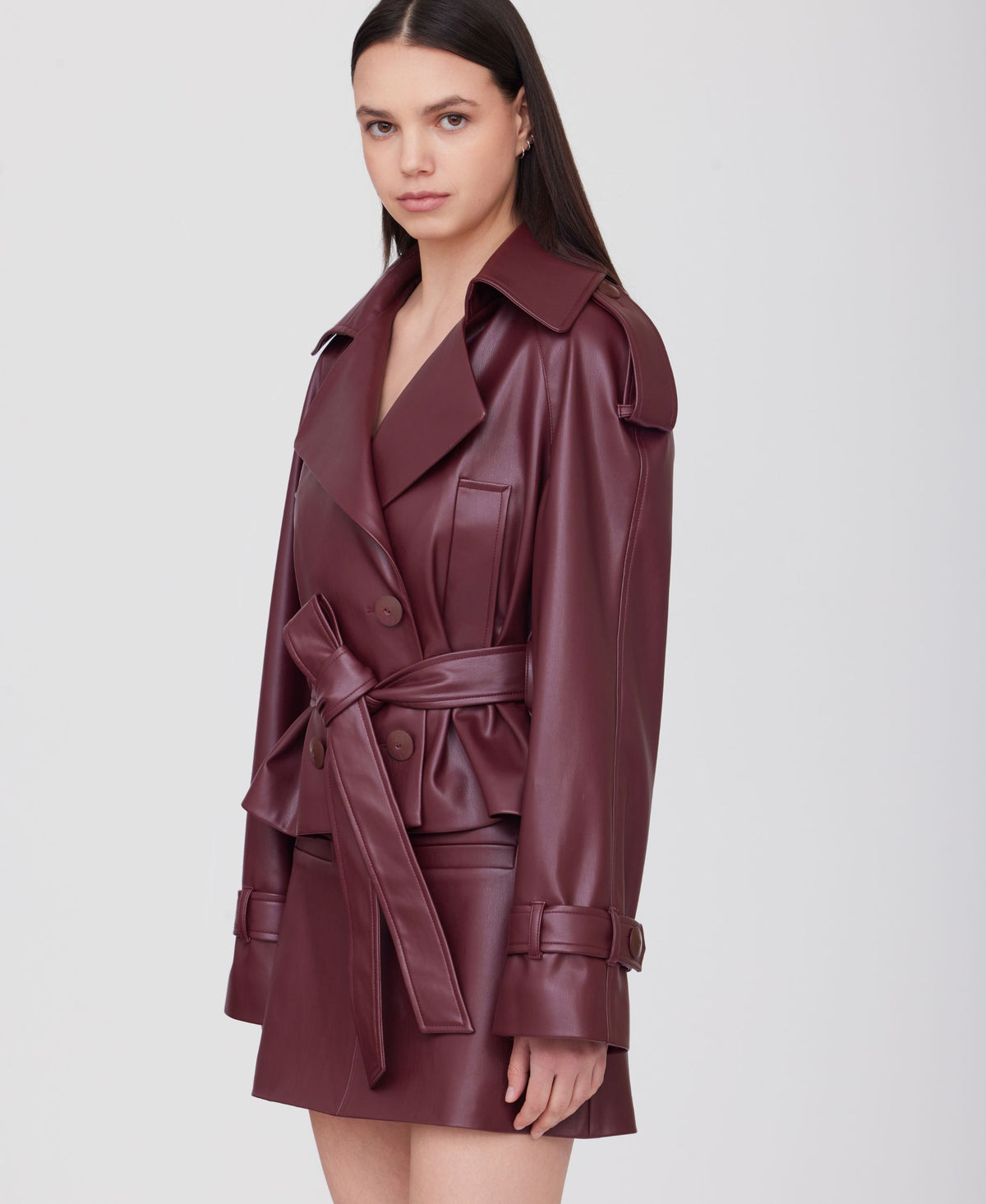SOTROPA - Eco Leather Blazer | Burgundy, PR Sample at DOORS NYC PR showroom