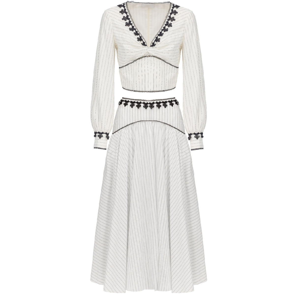 Ivory Pleated Lace Trim Set