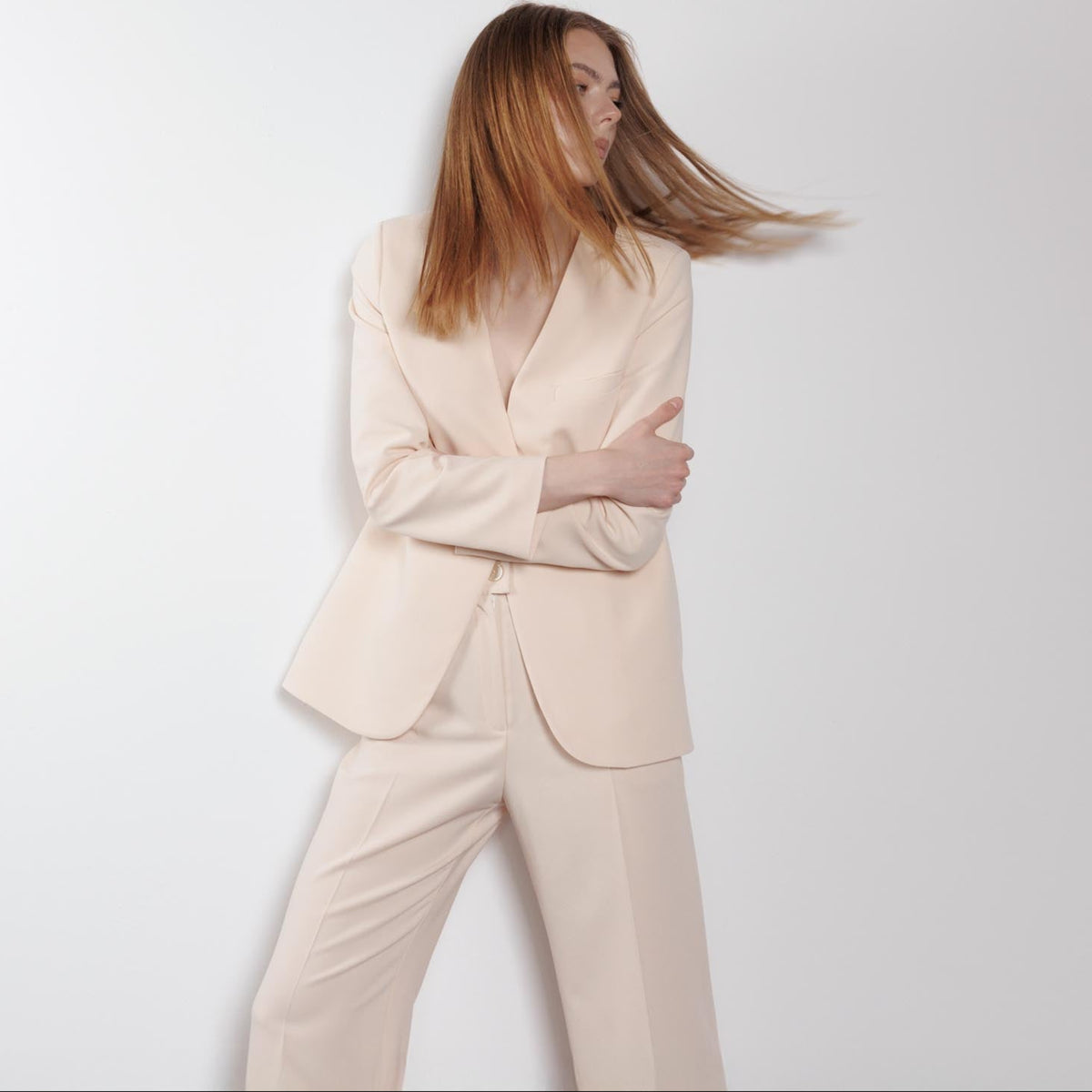 Single-Button Blush Peach Blazer