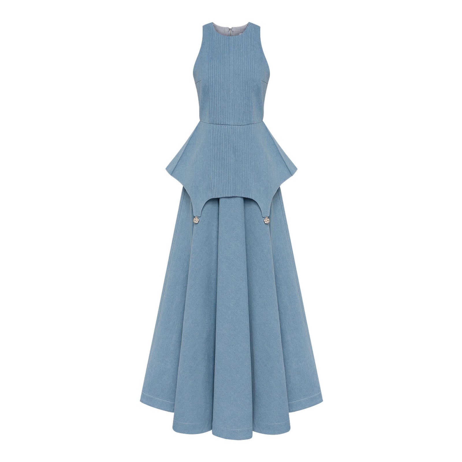 GURANDA - Structured Peplum Denim Maxi Dress, buy at DOORS NYC