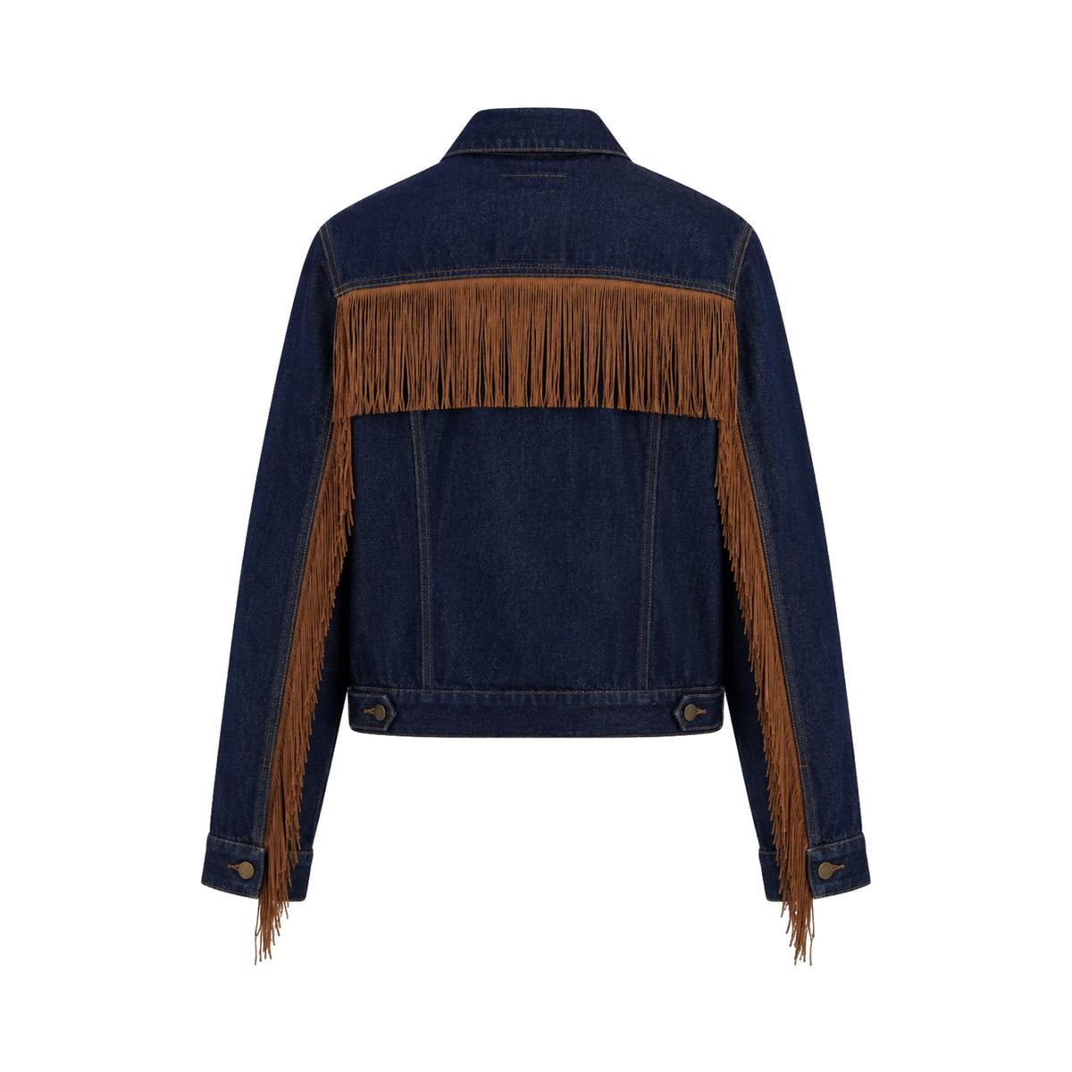 SOEUR &amp; FRÈRES - Dark Blue Denim Fringe Jacket with Western Detail, PR Sample at DOORS NYC PR showroom